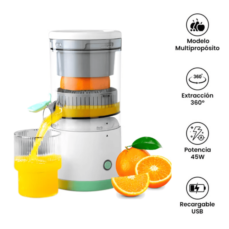 Exprimidor Eléctrico de Naranja y Frutas - Portátil y recargable